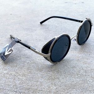 NWT Perverse Faux Leather and Chrome Sunglasses